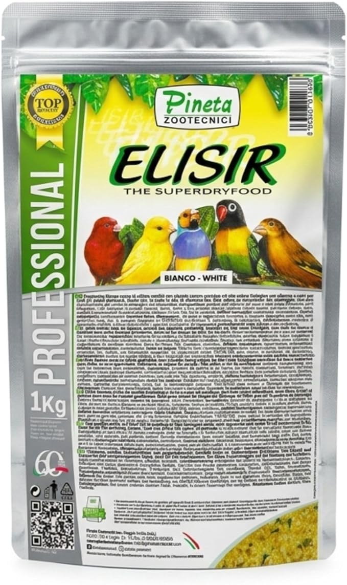PINETA Elisir Superdryfood White 1 Kg - Egg Paste, High Protein & Fat Bird Food for Breeding and Daily Feed for Canaries Finches Parrots and Other Small Birds No Color Added