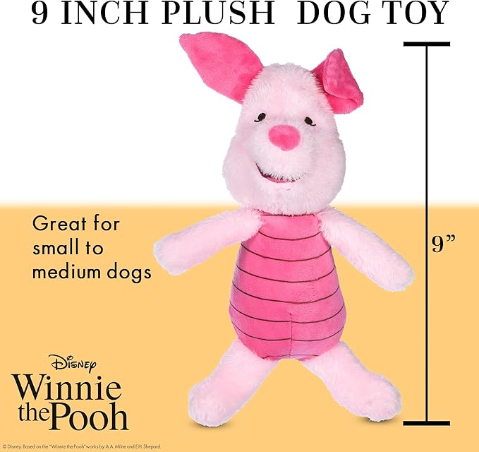 Disney for Pets Winnie the Pooh: Piglet Plush Buddy for Dogs Dog Toys | Plushie Toy for Pets with Squeaker | Squeaky Fabric Fun-Plush for Pups, 9 Inch
