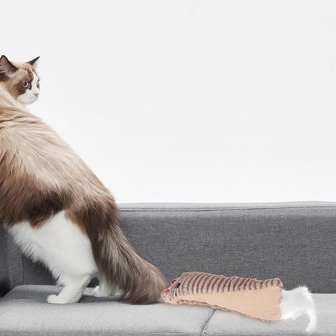 SHOWERORO Catnip Chew for Cats and Kittens, Sisal Crinkle Plush Interactive Indoor Teething with Catnip, Bite-Resistant Pet Dental for Indoor Play