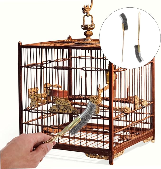 2pcs Wire Brush Cleaner for Bird Cages Lightweight Brush for Daily Cleaning Convenient Hanging Design for Easy Storage Essential Tool for Parrot and Pet Bird Owners