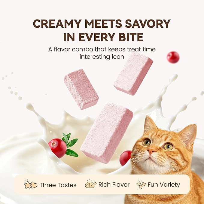Freeze-Dried Kitten Treats with Goat Milk & Chicken – Cranberry Added for Urinary Tract Support & Digestive Comfort, Healthy Snacks Love By Adults & Seniors (2.5 oz)