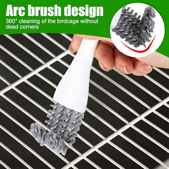 Bird Cage Brush, Parrot Cage Cleaner with Shovel & Ergonomic Handle Pet Cages Accessory for Deep Cleaning