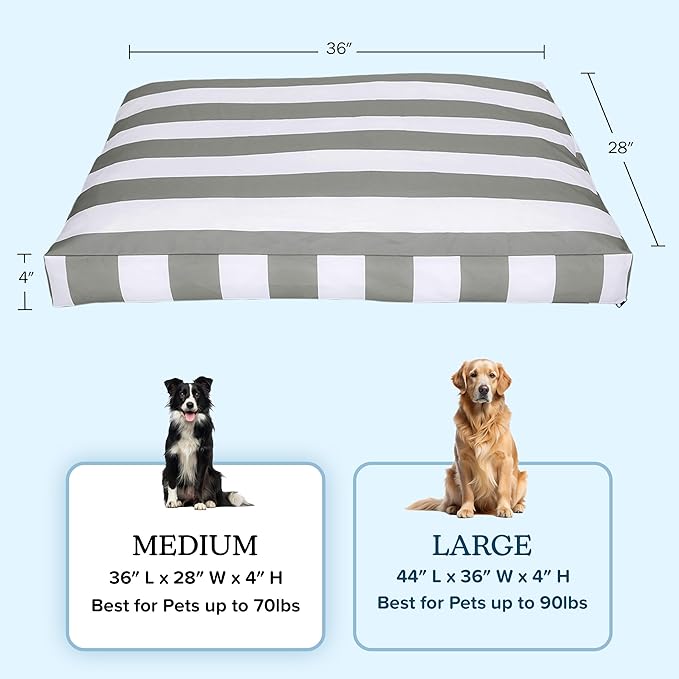 PETMAKER Dog Bed - Indoor/Outdoor Dog Bed with Removable Washable Cover and Non-Slip Bottom - 36in Medium Pet Bed for Dogs up to 70lbs - Water-Resistant Dog Beds (Gray)