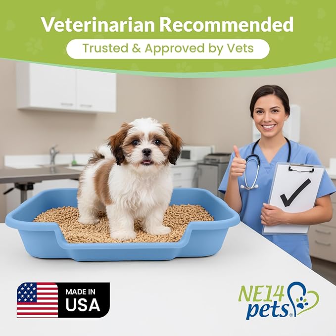 Dog Litter Box, Blue Color, Large Size, Durable & Pet Safe Puppy Litter Box, Indoor Open Top Entry Dog Litter Pan, Comfortable for Dogs, Great for Dogs up to 20 lbs