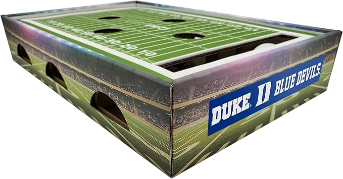 Pets First NCAA Duke University Cat Scratcher Box, Game Day Cat Toy, NCAA Football Field Designed Cat Scratcher and Lounge, Stimulating Cat Game