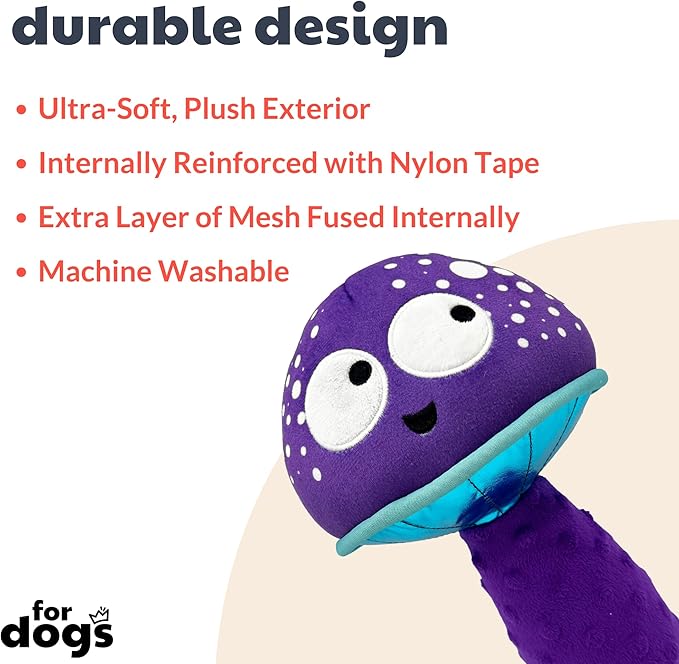Huxley & Kent for Dogs | Mellow Mushroom (Large) | Funny Dog Toy | Power Plush Dog Toy with Squeaker | Dog Gift | Fun, Durable | H&K Squeaky Dog Toy