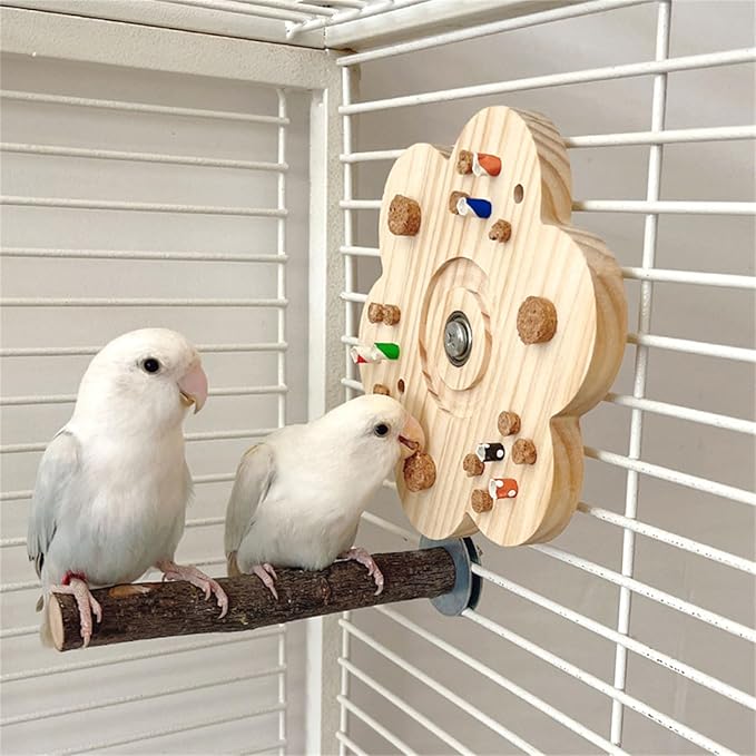 Birdcage Accessory Rotating Pecking Cork Wood Block Bird Enriching Grinding Toy Interaction Pet Toy