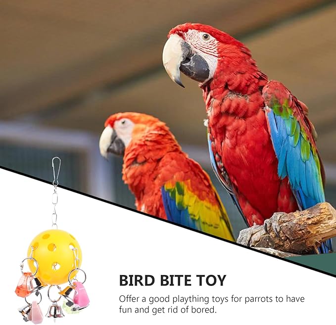 Luxshiny Colorful Parrot Chew with Bell Ball Hanging Bird Cage Decoration for Entertainment and Stress Relief