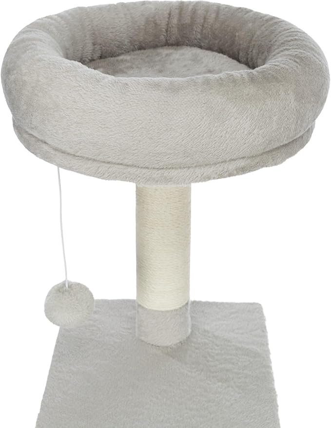 TRIXIE Seli Cat Tree – Cat Tower with Sisal Posts, Condo, Padded Platforms & Hanging Toy – Cat Furniture for Indoor Cats – Gray, 21.1" x 21.1" x 59.1"