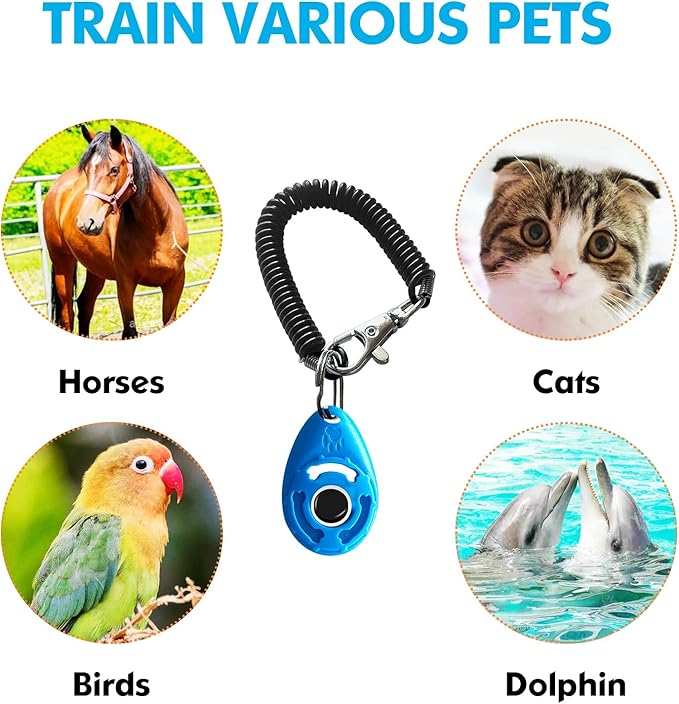 MODUS Pet Training Clicker for Dogs - Clicker with Adjustable Wrist Strap - Positive Reinforcement Clicker for Dogs, Cats, Puppies(Blue)