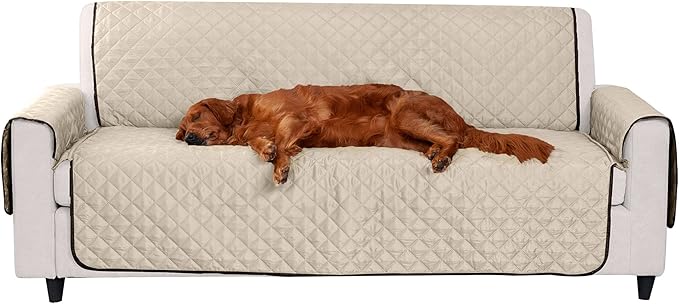 Furhaven Water-Resistant & Reversible Sofa/Couch Cover Protector for Dogs, Cats, & Children - Two-Tone Pinsonic Quilted Living Room Furniture Cover - Espresso/Clay, Sofa