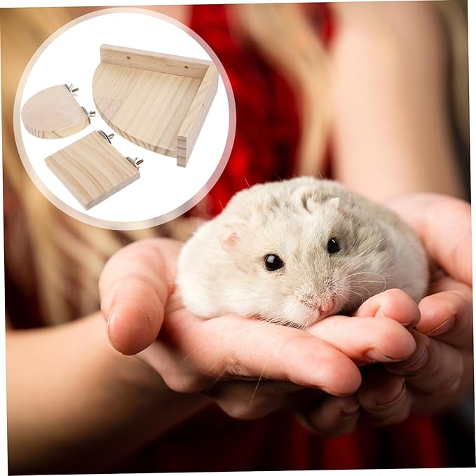 Happyyami 3Pcs Jumping Stand for Hamsters and Birds Climbing Platform Flat Half Pet for Cage Enrichment