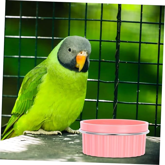 Toyvian Stainless Steel Parrot Food Bowl Hanging Feeder Dish for Small Pets Cats Dogs Birds Easy to Clean Nonslip Design Bird Cage Accessory