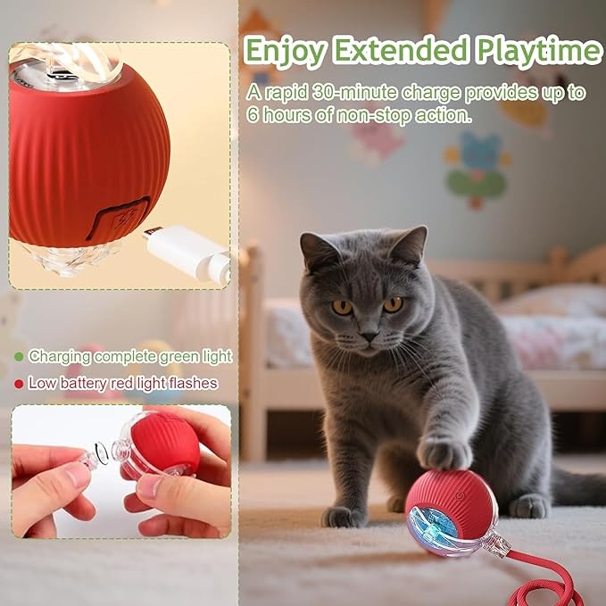 2026 New Self Rolling Dog Ball Interactive Cat Toys Automatic Cat Toy Self Moving Dog Toys, Interactive Rolling Dog Ball, 360° Smart Automatic Toy Electric. (Green)