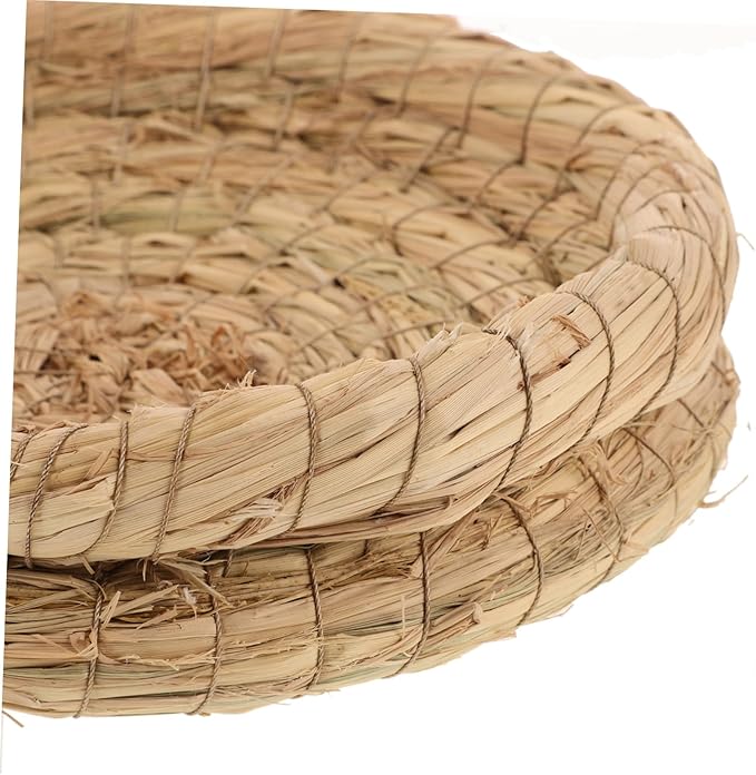 BESPORTBLE 5pcs Handwoven Small Animal Nest Cozy Woven Straw Sleeping Pad for Pets Comfortable Birdcage Accessories for Guinea Pigs and Chickens