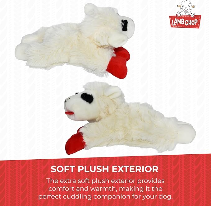 Multipet Lamb Chop Dog Plush Toy-Squeaky Toy for All Dogs - Extra Soft Plush - Stuffed Animal Dog Toy for Cuddling & Playing - Cute Pet-Toy (6", Cream) (Pack of 2)