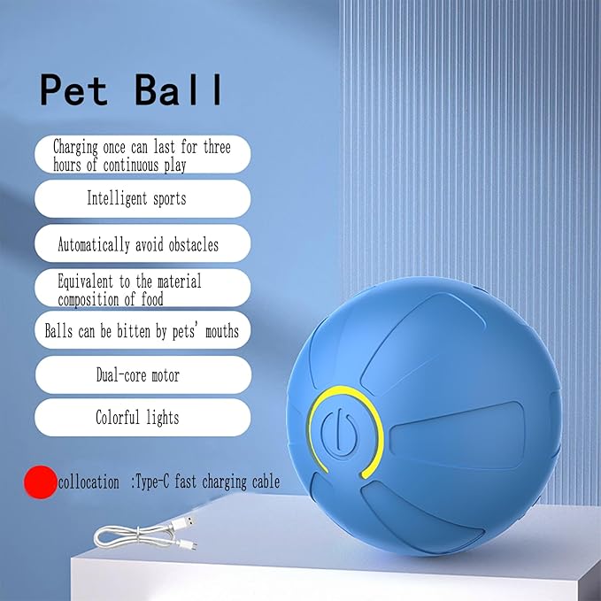 Dog Toy Automatic Rolling Ball, a Toy that Both Dogs and Cats can Play with, Rechargeable Dog Toy, Dog Toy, Dog Rolling Ball，Pet Ball（Blue）