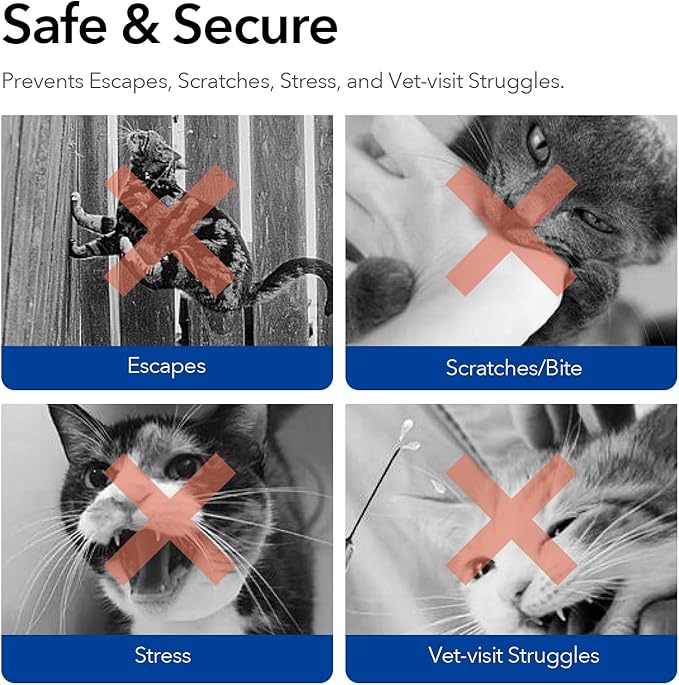 Pet Grooming Bag for Nail Trimming & Anti-Scratching – Restraint Cat/Dog for Claw Care, Medical Exams, 17" L x 10" W, Fits 8-12 lbs (Blue, Medium)