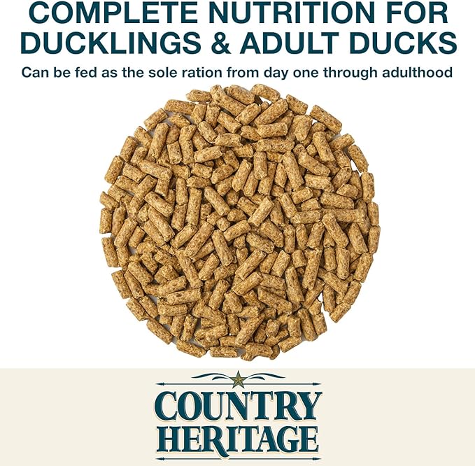 Country Heritage Duck Feed – Pellets for All Life Stages (19% Protein with Prebiotics & Probiotics, Do Not Float) (10 Pounds)
