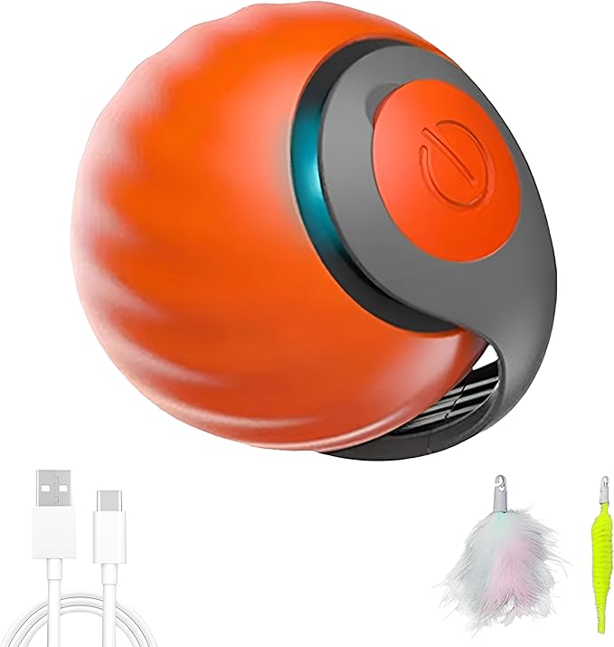 2025 Interactive Cat Toys Ball, Automatic Rolling Adult Cat Toy, Smart Moving Dog Toys for Bored Indoor Outdoor - Motion Activated Cat Toy Power Ball 2.0 Cat Toy (red)