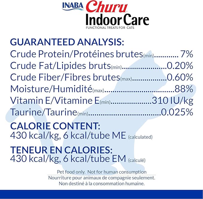 INABA Churu for Cats, Functional, Creamy Lickable Purée Cat Treat for Indoor Care and Hairball Control, 0.5 Ounces Each, 24 Tubes (4 per Pack), 2 Flavor Tuna and Chicken Variety Pack