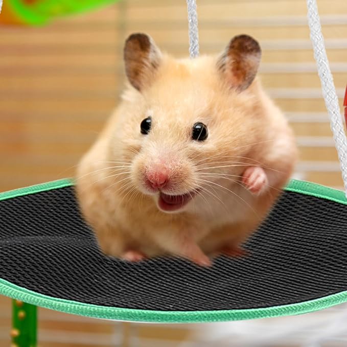 Beavorty Chameleon Pet Hanging Hammock Mesh Bed Cotton Swing for Hamsters Reptiles Squirrels and Birds Cage Accessories Green Clip Design