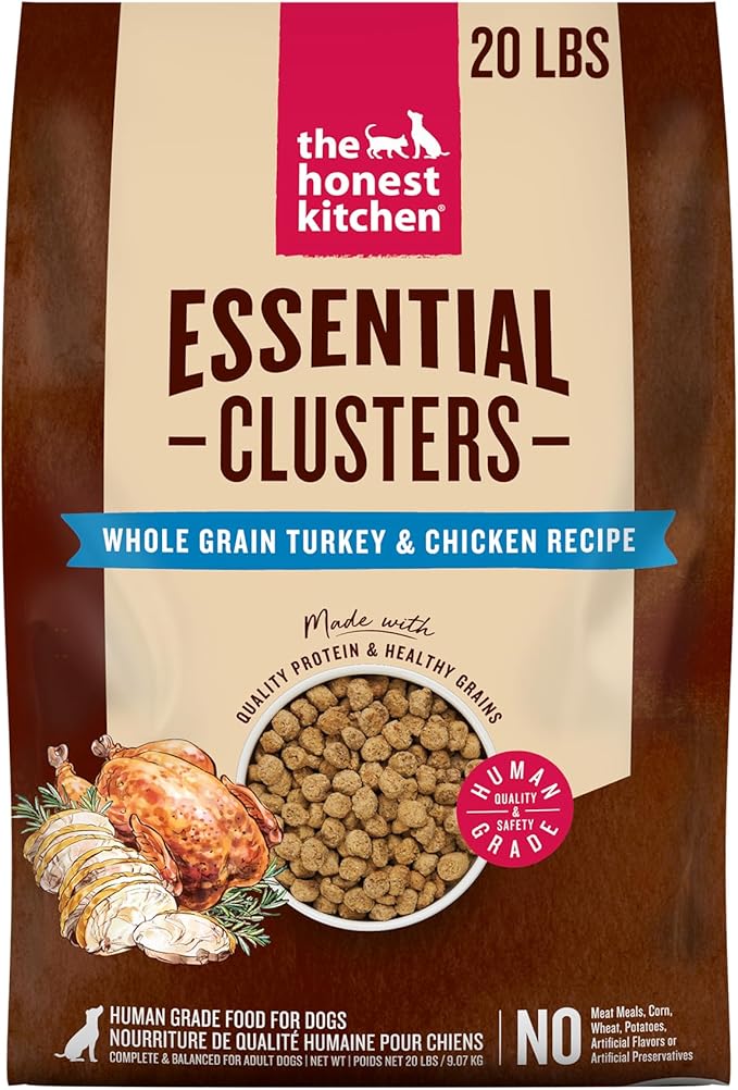 The Honest Kitchen Human Grade Essential Clusters Dry Dog Food, Whole Grain Turkey & Chicken 20 lb Bag