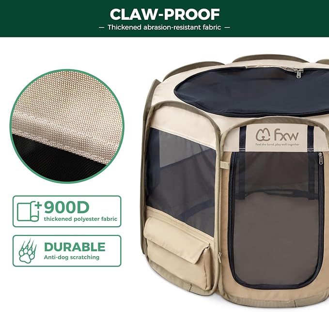 FXW Gotent Unleashed Dog Playpen Designed for Indoor/Outdoor/Travel Use, Suitable for Puppy and Small Dogs, Portable & Foldable, 36 inch│Patent Pending