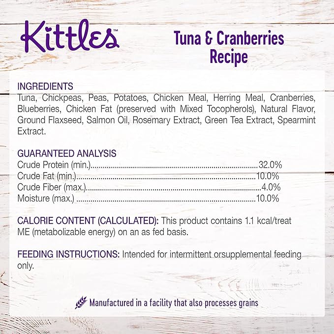 Aurora Pet Variety Pack 9 Wellnes Kittles Tasty Crunchy Cat Treats (3 Chicken, 3 Salmon, 3 Tuna) 2-oz Each with AuroraPet Grooming Wipes