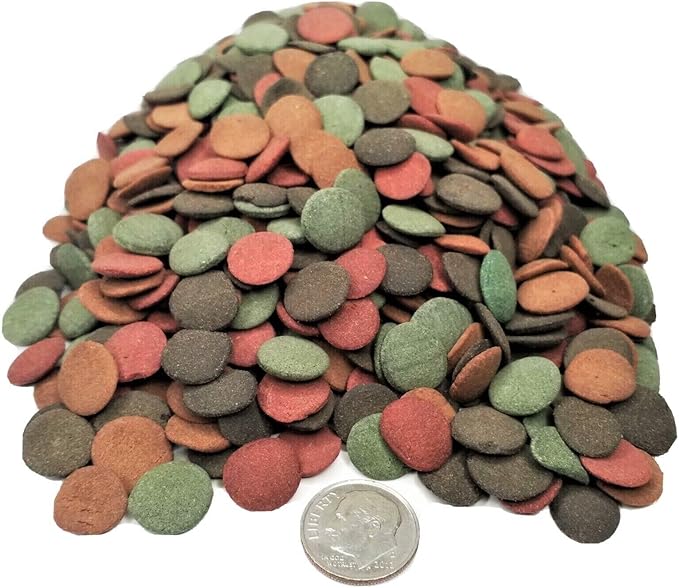 4-Type Ultra Mix Wafers - Spirulina-Algae, Worm, Shrimp, Color Enhancing for Plecos, Snails, All Tropical Fish - 12mm/1/2'' - 5-lbs