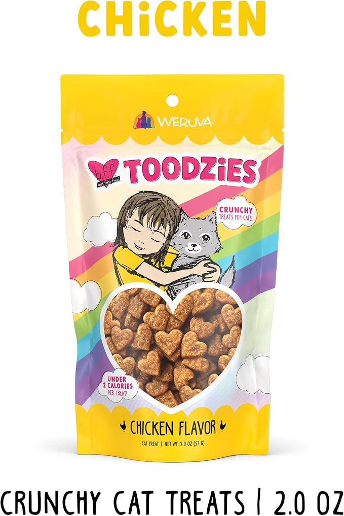 Weruva BFF Toodzies, Chicken Crunchy Cat Treats, 2oz Bag (Pack of 4)