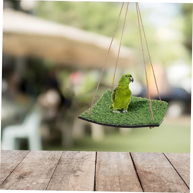 COLLBATH Artificial Grass Hammock for Small Pets Gecko Climbing Net and Bird Cage Accessory Indoor Outdoor Use Fun Habitat Enhancer for Lizards and Birds