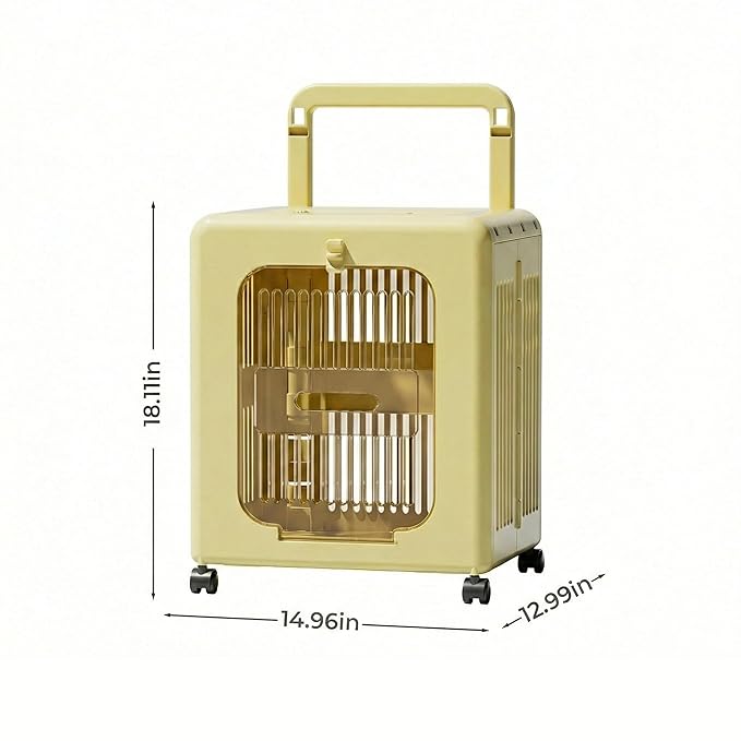 Cat Stroller, Breathable Foldable Cat Carrier with Wheels for Small Dogs and Cats, and Features a Comfortable Viewing Window Suitable for Cats Under 22 pounds (Yellow)