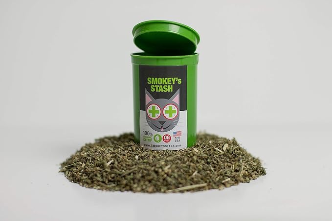 Smokey's Stash Catnip – 100% Natural Premium Catnip for Cats –Fresh, Potent & Aromatic – Encourages Play, Reduces Boredom for Indoor Cats & Kittens – Grown in North America – Pop Top Can (3 Pack)