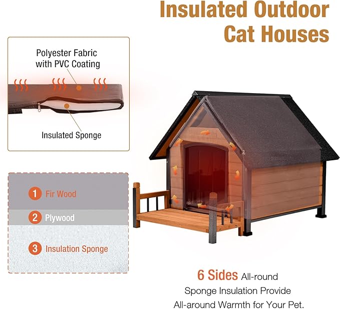 Dog House Outdoor with Insulated Liner Anti-Biting Metal Iron Frame Winter Dog Kennel for Small Mediun Dogs Weatherproof,Brown 100% Insulated