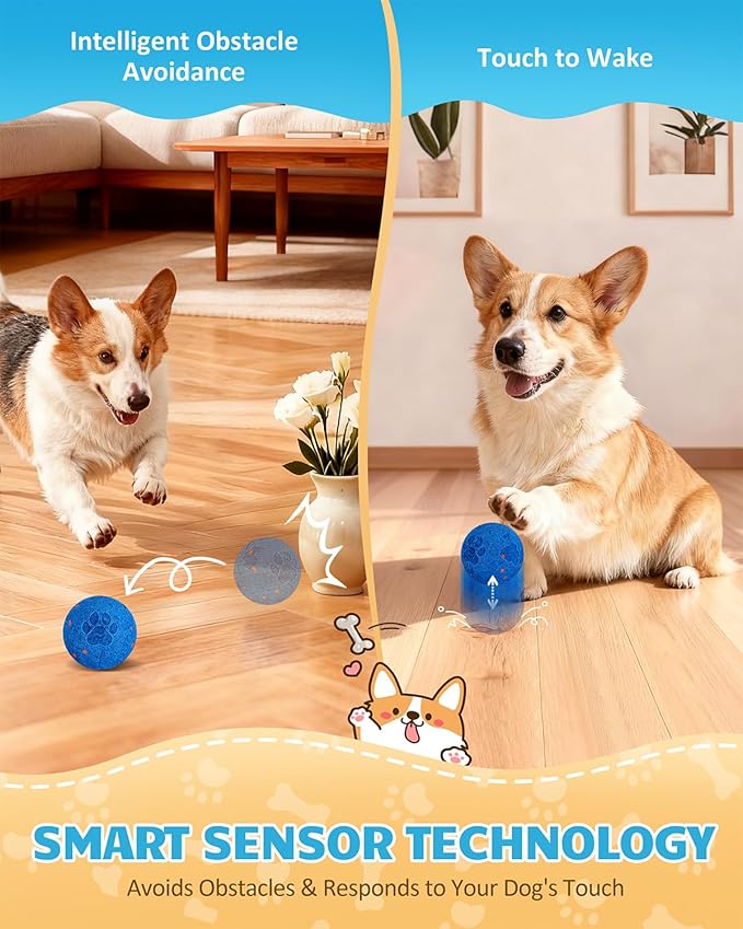 Interactive Dog Ball Toys for Medium & Large Dogs,Self-Moving, Auto-Vibrating,Bouncing Smart Dog Ball That Moves on It's Own Keep Them Busy,3.1″ Chew-Resistant E-TPU,IPX7 Waterproof (Include Gift Bag)