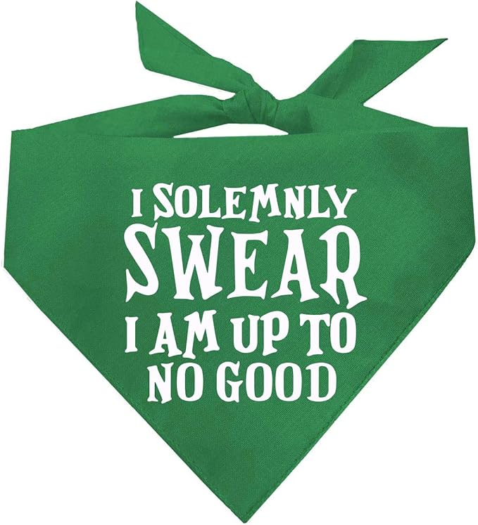 I Solemnly Swear I Am Up to No Good Dog Bandana (Green, XS 1101)