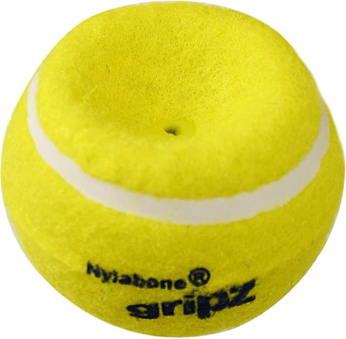 Nylabone Power Play Tennis Gripz Fetch Toy, Squeaky Tennis Ball Chew Toy for Dogs, Small (3 Count) (Pack of 2)