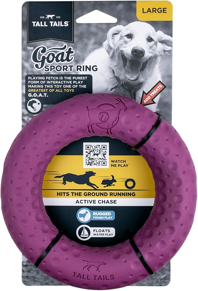 Tall Tails G.O.A.T. Greatest of All Toys Sport Fetch Ring Toy for Dogs, Large