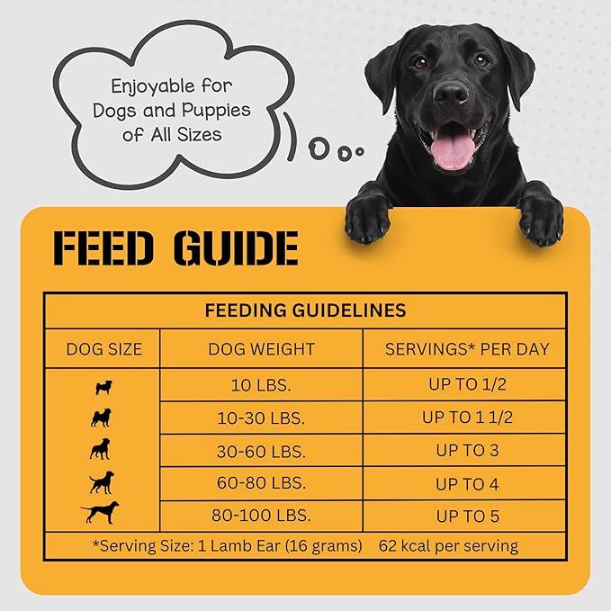 Dog Chits Lamb Ears for Dogs – 100% Natural Baked Lamb Ear Dog Treats – Grain-Free, High Protein, Lower Fat Training Chews – Dental Health & Joint Support – for Large, Medium Dogs – 15 Pack
