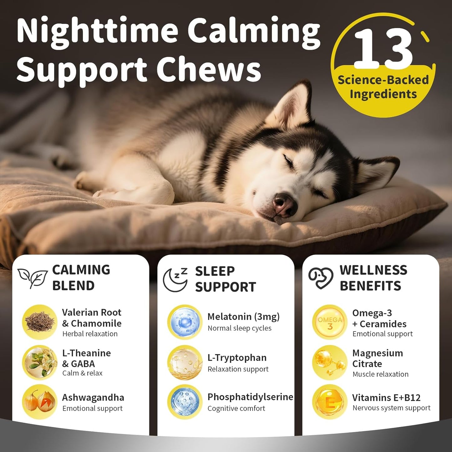 Melatonin for Dogs, Calming Chews with Valerian Root & L-Theanine for Sleep Aid & Emotional Support, Calming Treats for Stress Anxiety Relief - Thunder, Fireworks, Barking, Bacon Flavor, 60Ct
