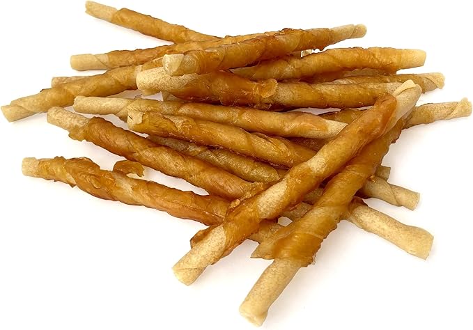 Rena's Recipe Chicken Twisty Sticks (8 oz) (Pack of 3) Rawhide Free Chicken Wrapped Soft Chews with Glucosamine for Joint Health