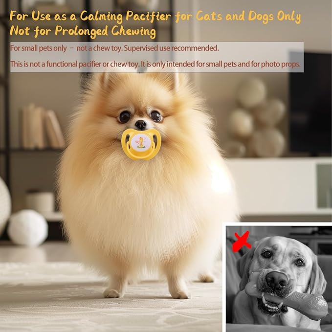 Pet Pacifiers for Small Pets (3 Pack) – Photo-Prop Pacifiers for Puppies & Kittens, Cute Accessory for Small Dogs and Cats, Portable with Dust Cover