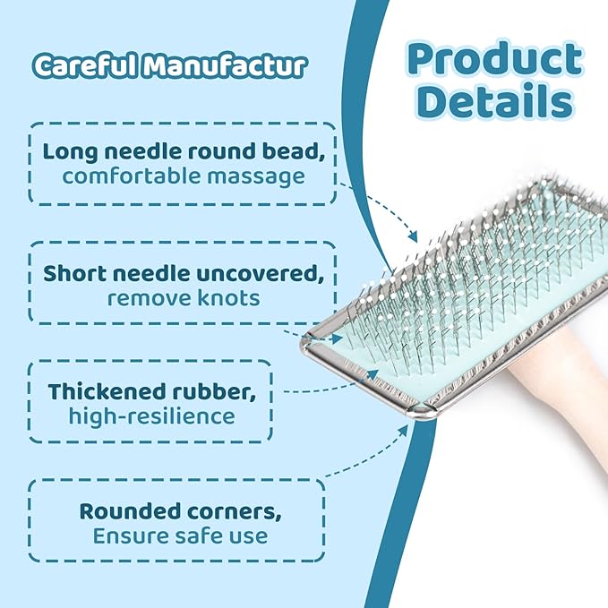 Dog Brush for Long haired Dogs & Cat,Grooming Brush for Shedding, Dematting, Bath, for Short Hair, Poodles, Indoor Cats, pin Brushes for Dog Grooming,Wooden Handle,Wooden Dog Brush