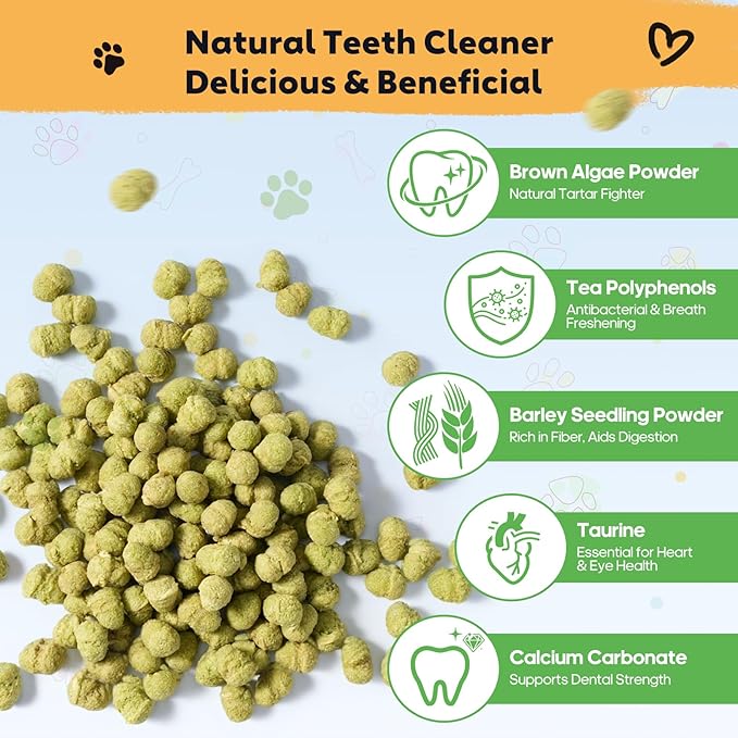 10 oz Cat Fresh Breath Dental Treats - Crunchy Dental Chews for Cats Teeth Cleaning Snacks with Brown Algae & Tea Polyphenols, Tartar Control Cat Oral Care Bites for Healthy Teeth & Gums