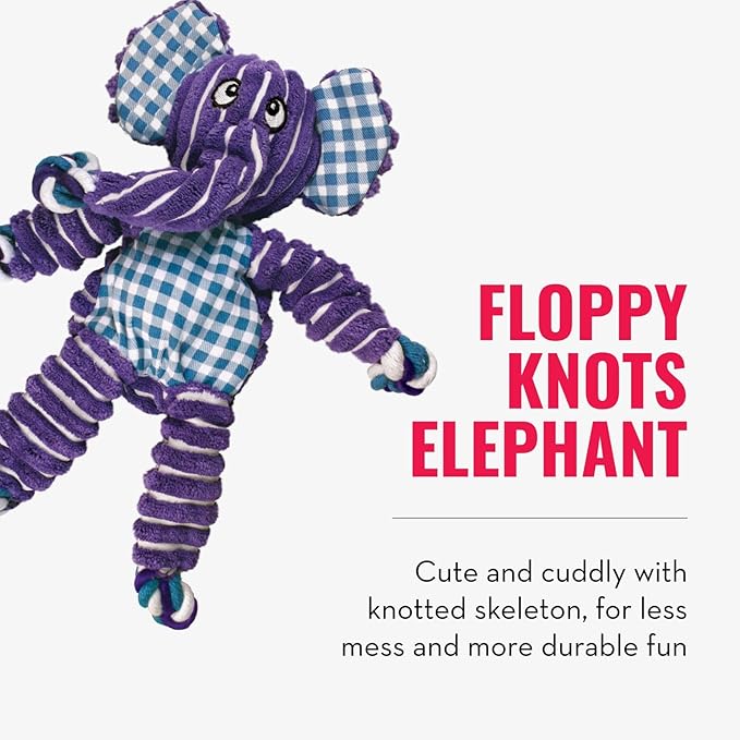 KONG Floppy Knots & Signature Balls (2 Pack) - Knotted Dog Toy Entices Play & Satisfies Instincts - Dog Supplies with Minimal Stuffing - Strong Dog Toy Balls for Fetch - Elephant, for Large Dogs