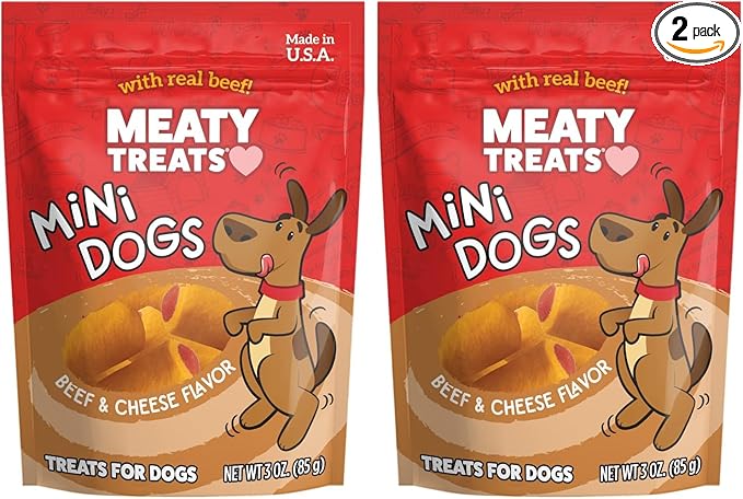 Meaty Treats Mini Dogs Beef & Cheese Flavor Soft & Chewy Dog Treats, 3-oz. (Pack of 16)