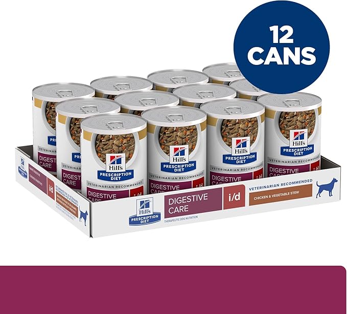 Hill's Prescription Diet i/d Digestive Care Wet Dog Food, Chicken & Vegetable Stew, 12.5 oz. Cans, 12-Pack