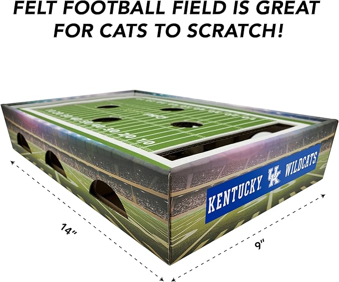 Pets First NCAA Kentucky Wildcats Cat Scratcher Box, Game Day Cat Toy, NCAA Football Field Designed Cat Scratcher and Lounge, Stimulating Cat Game,KY-5028