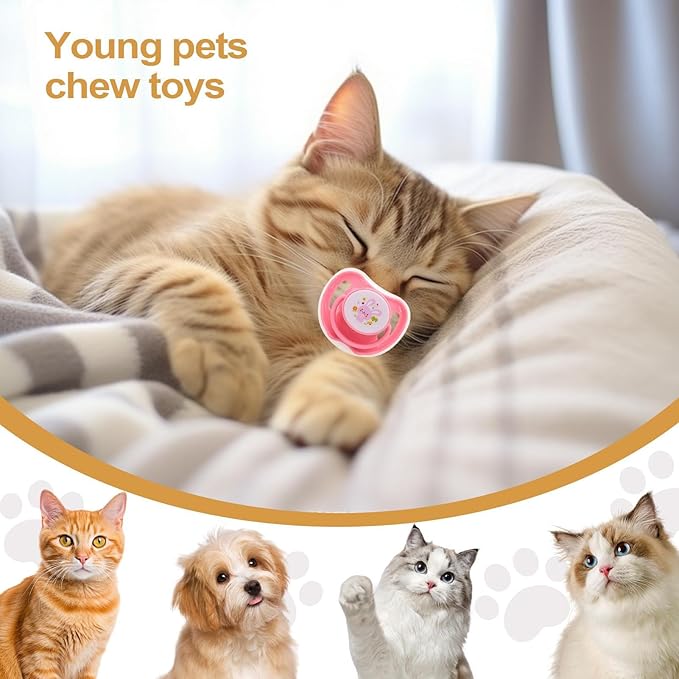 4 Pack New Born Puppy Pacifiers for Small Cat Dog,Pet Calming Pacifiers Chew Toy,Puppy and Kitten Supplies